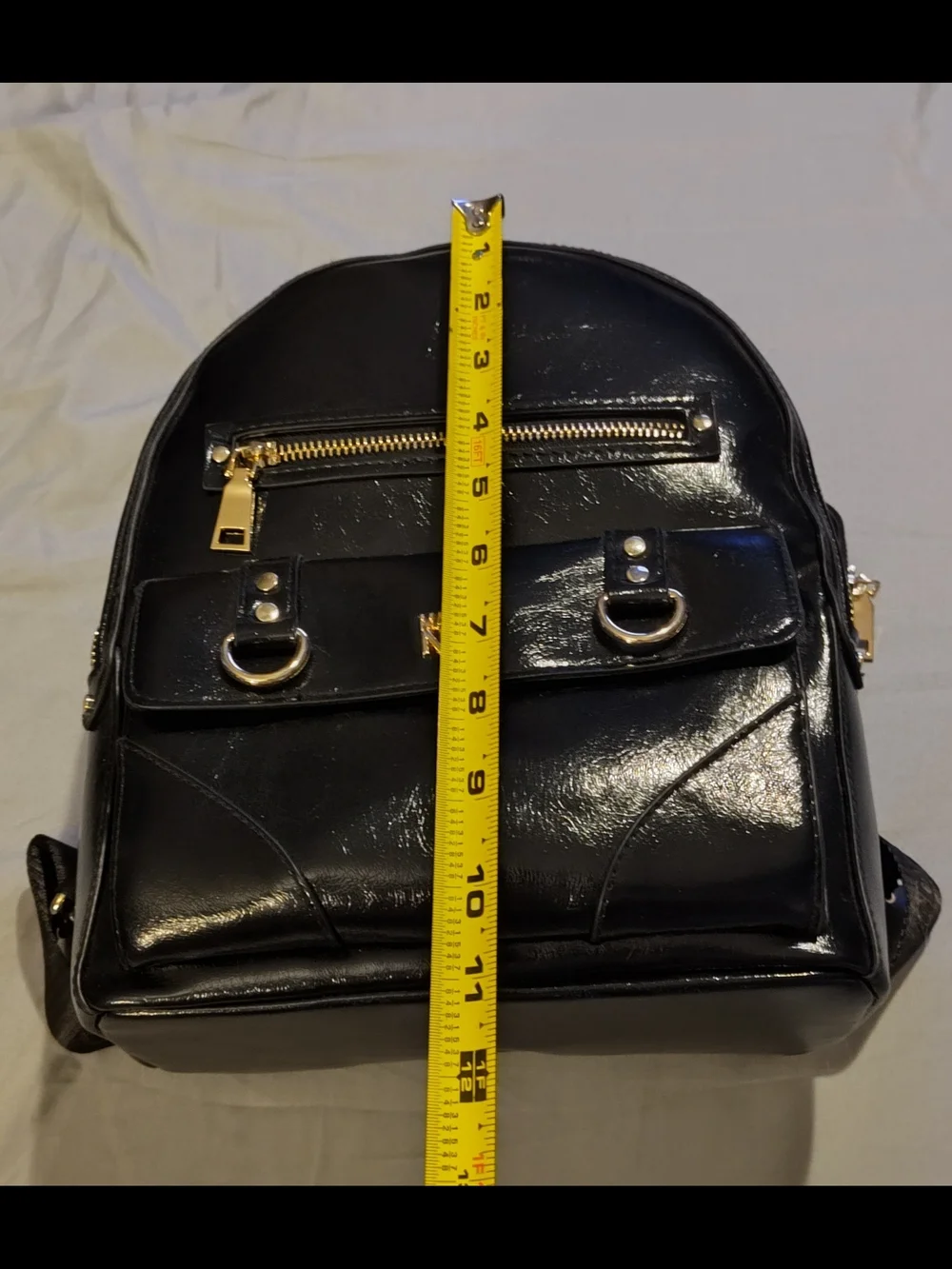 NWT! Black Embossed Patent Mini Backpack